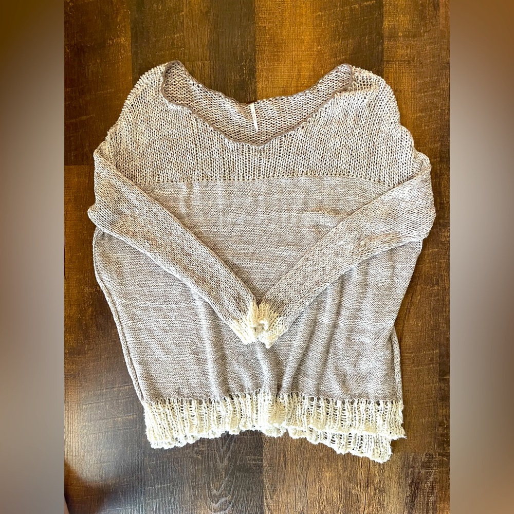 Free People Off-the-Shoulder crochet Sweater in Beige